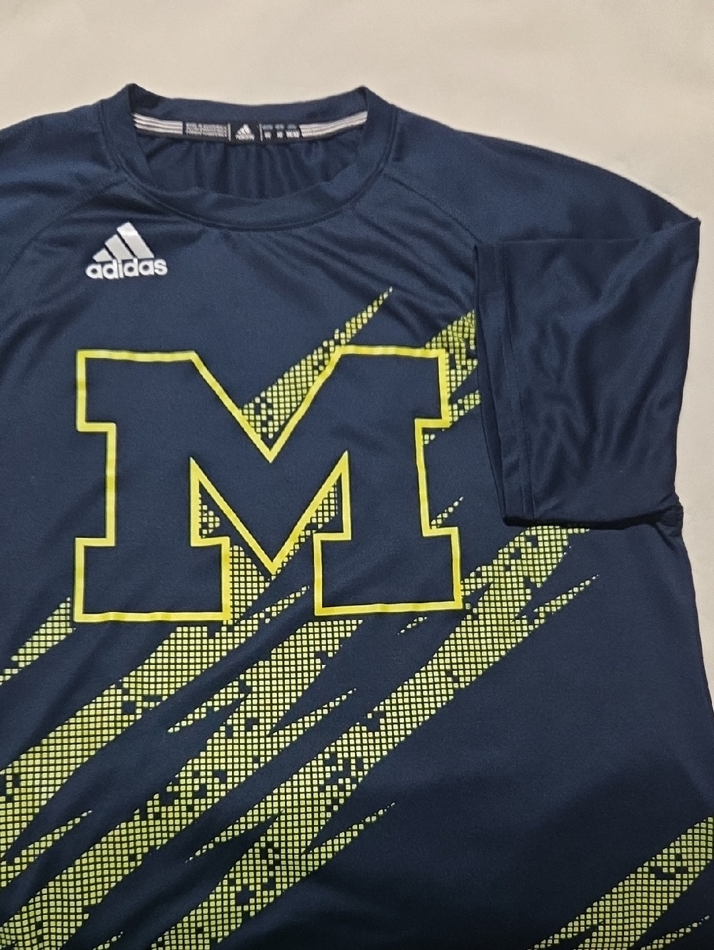 Adidas Navy and Neon Yellow 'M' Performance Tee